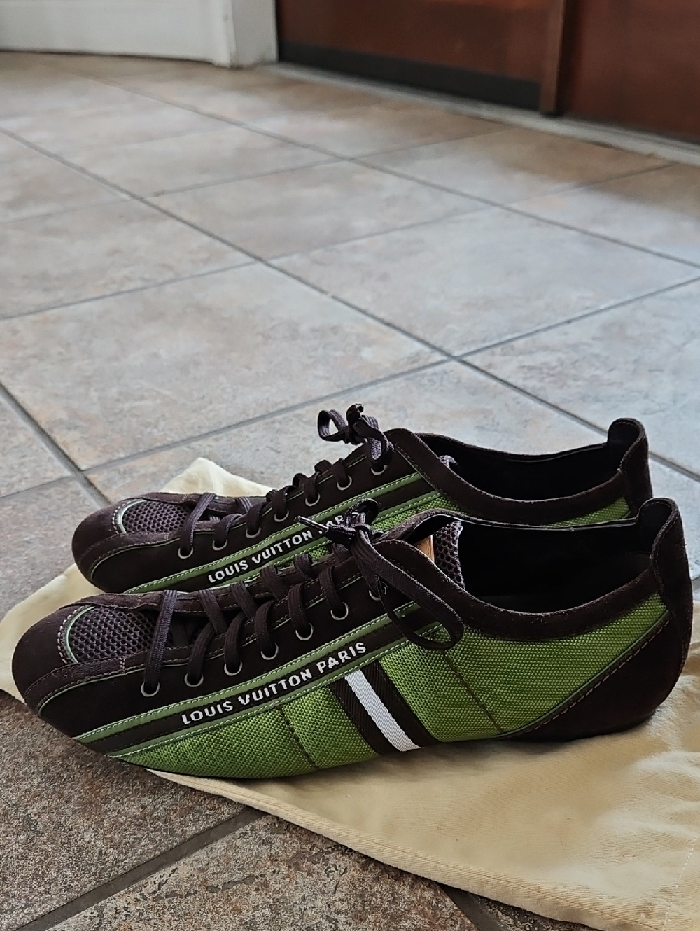 Louis Vuitton Paris Low Trainers  Brown Low-Top Sneakers with Stripe Detail